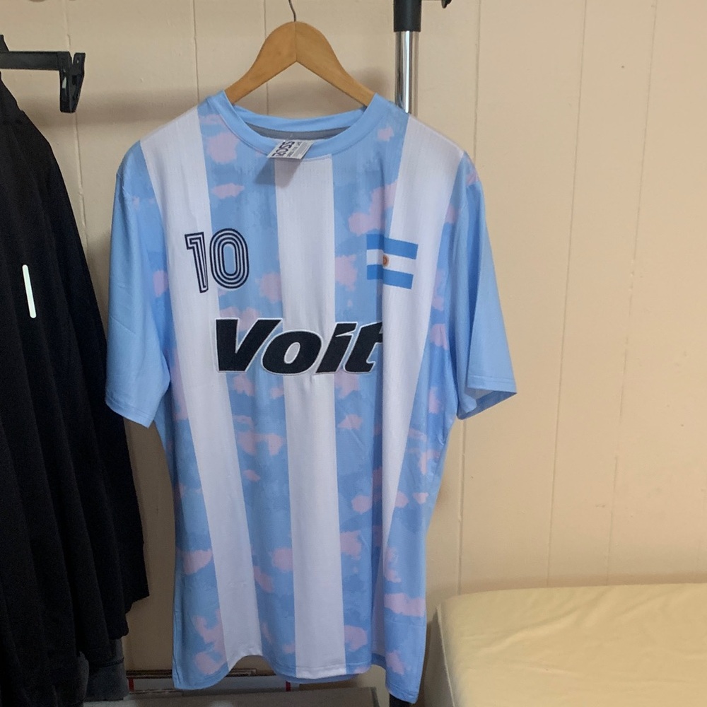 New Voit Blue and White Striped Soccer Jersey